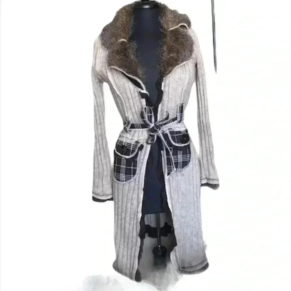 Grifflin Paris Knit and Faux Fur Duster Size S